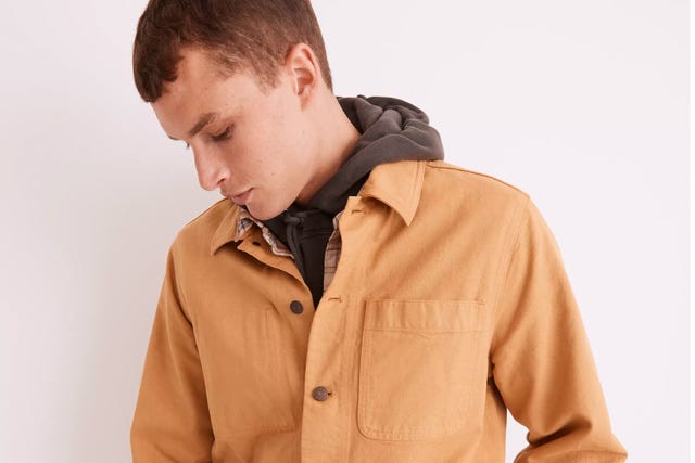 man wearing madewell jacket