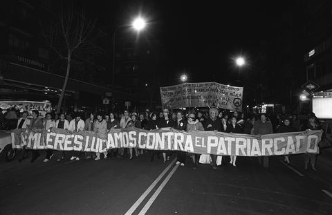 08031984 madrid espana feminist demonstration in the streets of madrid on the international day of working women march 8