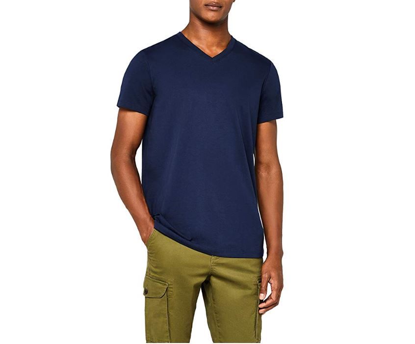 Amazon Moda Uomo Abbigliamento Top e t-shirt T-shirt Polo Uomo Nero L Maglietta basic con scollo profondo a V 