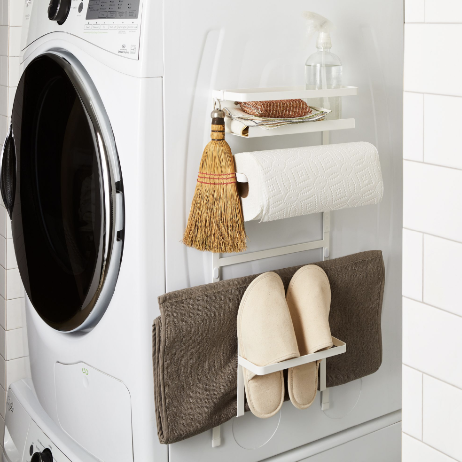 Modern Laundry Shelf Bathroom or Washing Machine Rack with 2Shelves for Storage 