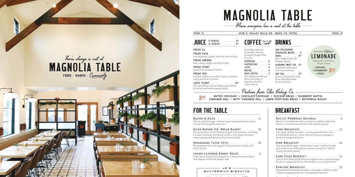 Magnolia Table Menu - What Kind of Food Is Chip and Joanna 