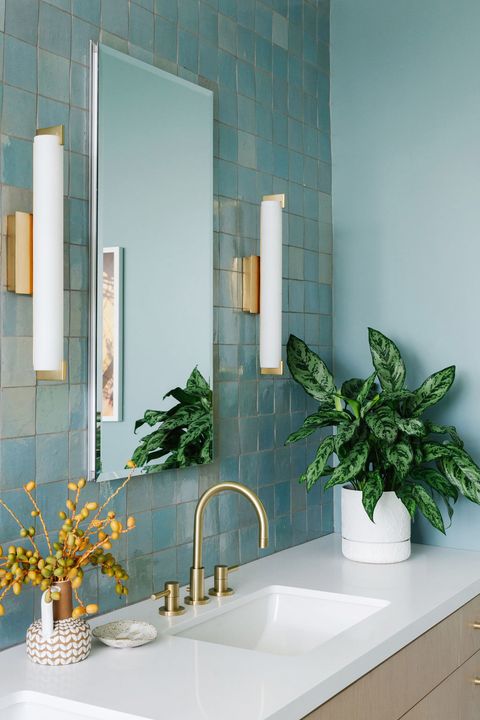 bathroom with blue zellige tiles