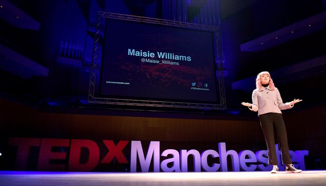 maisie williams gives ted talk in manchester