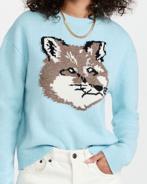 淺藍色狐狸毛衣