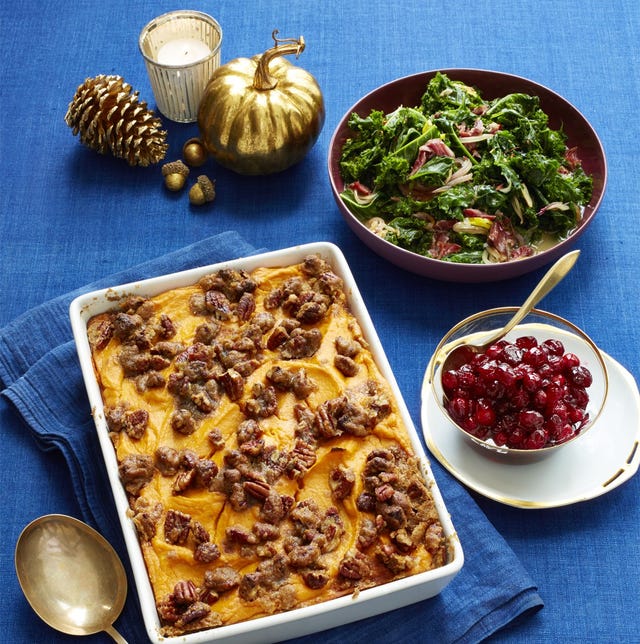 thanksgiving side dishes sweet potato casserole with brown sugared pecans