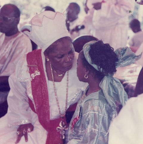 luvvie talking to her grandmother, mama faloyin, whose life and way of living inspired her new book