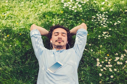 man napping in the grass