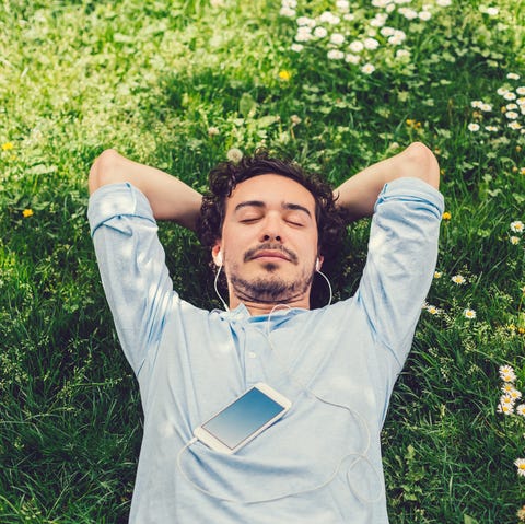 man napping in the grass