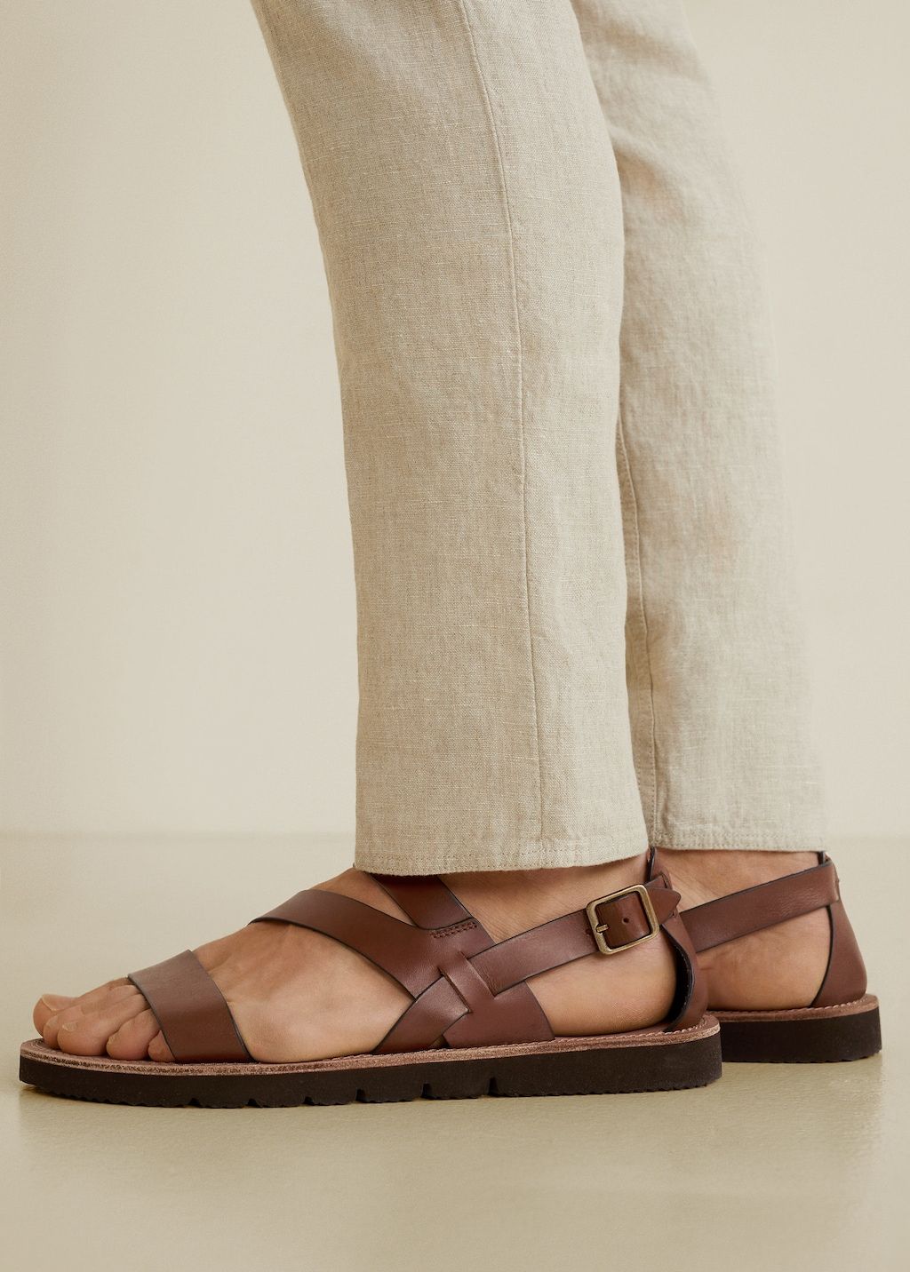 chanclas de piel de hombre