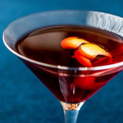 Manhattan Cocktail with orange peel.
