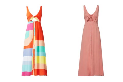 Clothing, Dress, Day dress, Pink, Orange, Yellow, Peach, Nightwear, Neck, A-line, 