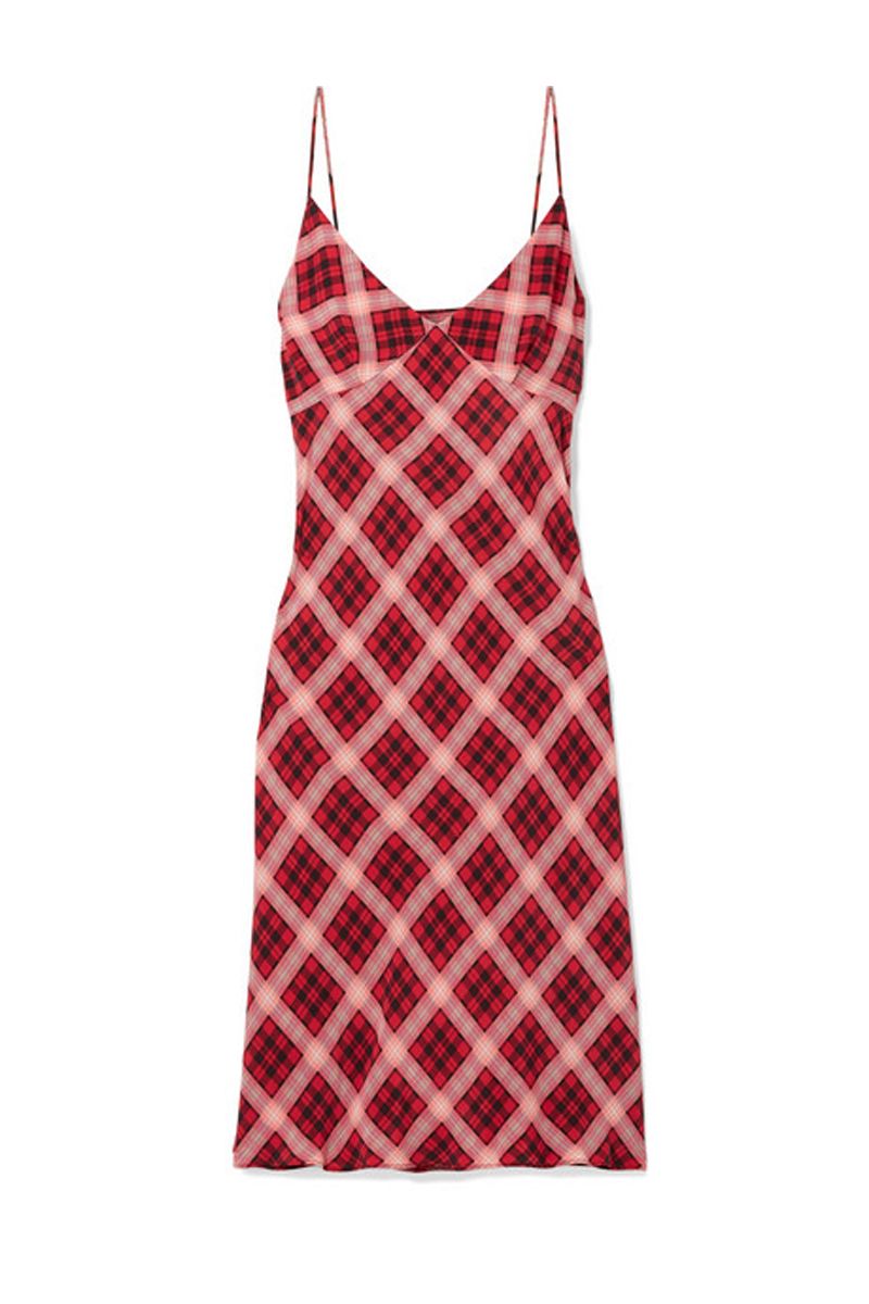 mango pink tartan dress