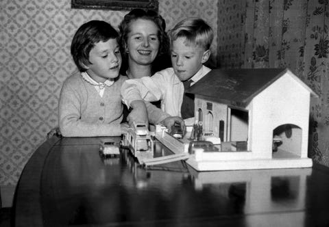 margaret thatcher with her twin children mark and carol