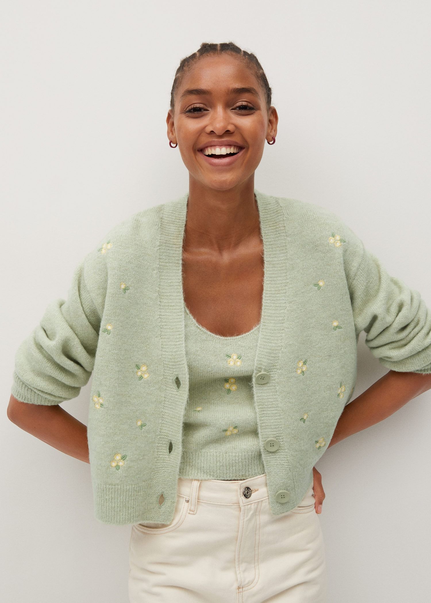 cardigan verde agua