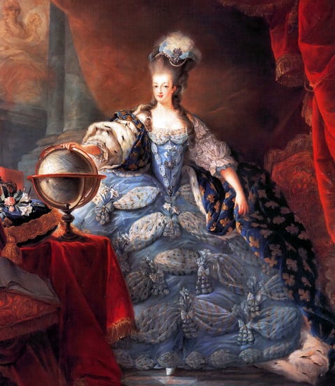 Marie Antoinette, Queen Consort of France (1755 - 1793). Marie Antoinette, Queen of France, in coronation robes by Jean-Baptiste Gautier Dagoty, 1775...