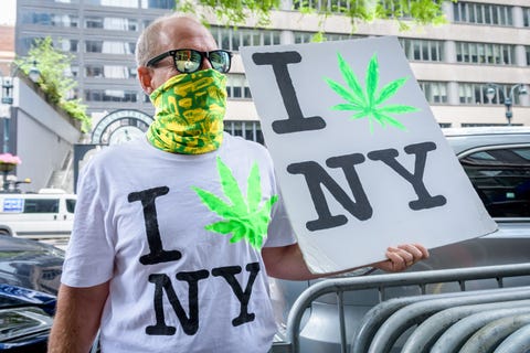 Marijauna rally outside New York Governor's office in... Marijauna rally outside New York Governor's office in...