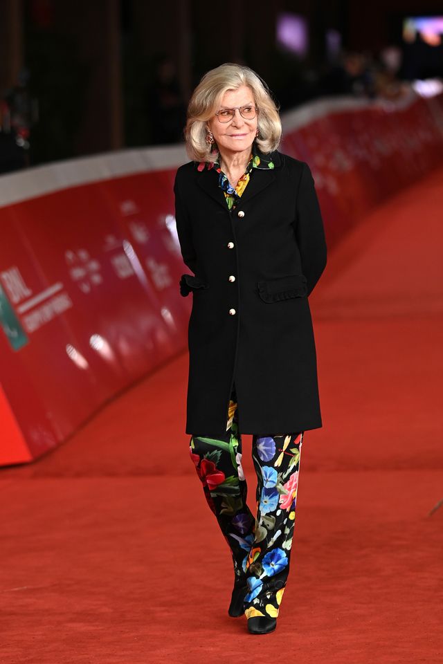 rome, italy   october 23 marina cicogna attends the red carpet of the movie "treasure of his youth the photographs of paolo di paolo" during the 16th rome film fest 2021 on october 23, 2021 in rome, italy photo by daniele venturellidaniele venturelliwireimage