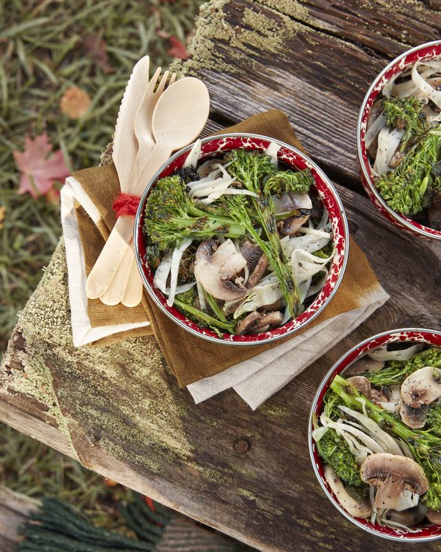 marinated mushroom and charred broccolini salad recipe