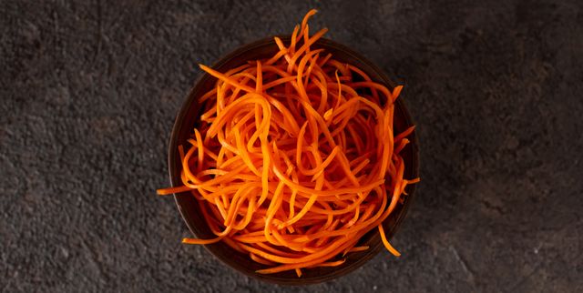 marinated, spicy carrots with spices, oriental cuisine