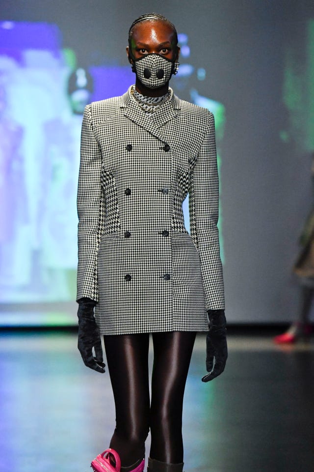 Paris, france feb.25 a model walk the runway during the marine serre ready to wear fallwinter 20202021 show as part of the paris fashion week on feb.25th, France, 2020 photo by victor virgilegamma rapho via getty images