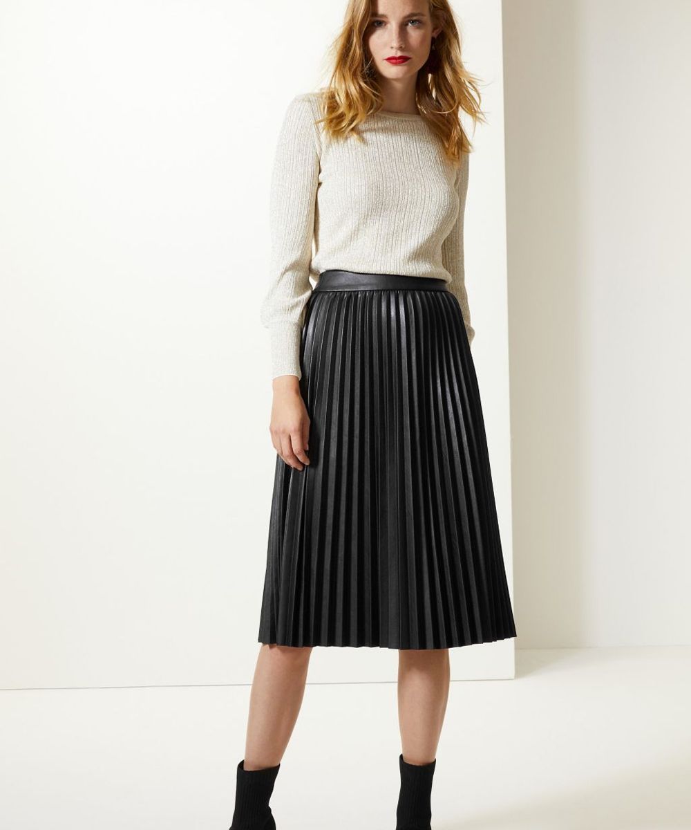 marks and spencer faux leather pencil skirt