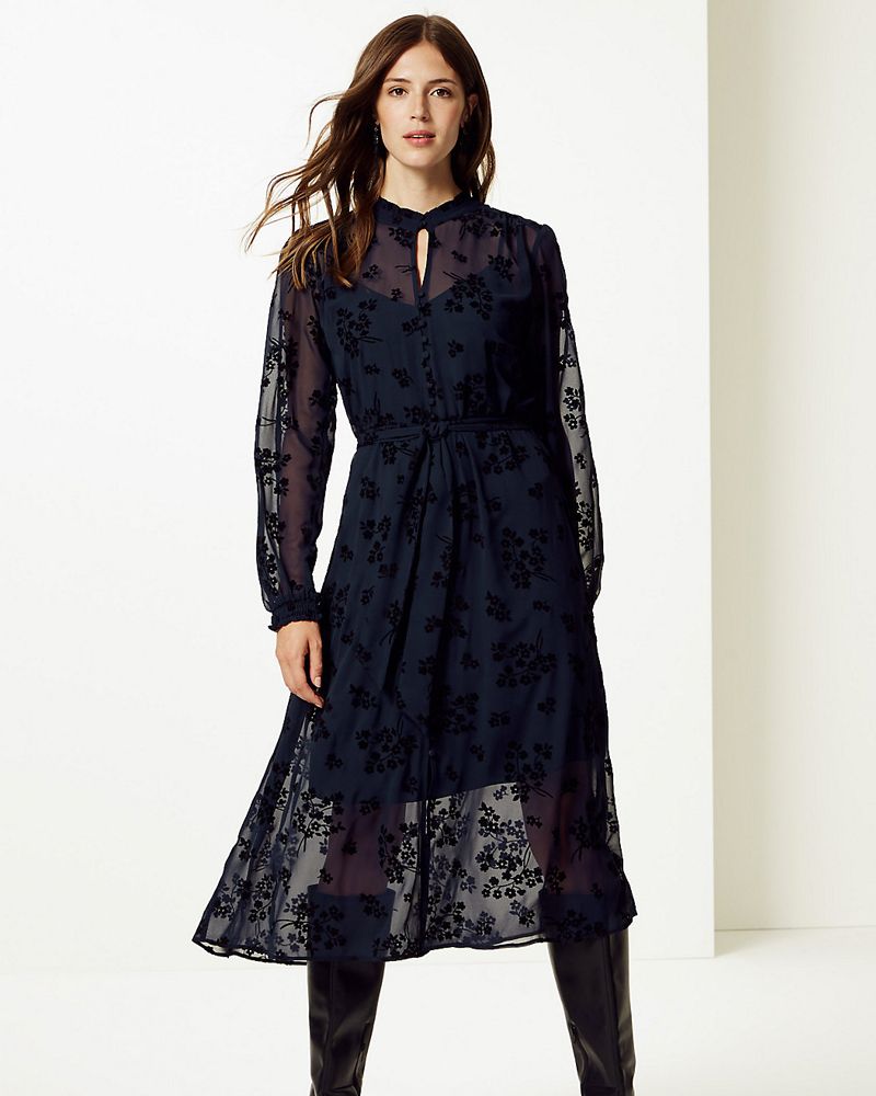 m&s long sleeve dress