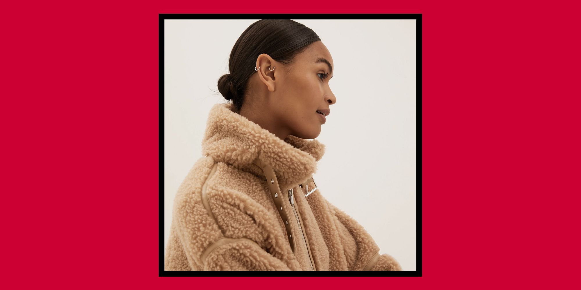 pieced shearling blouson