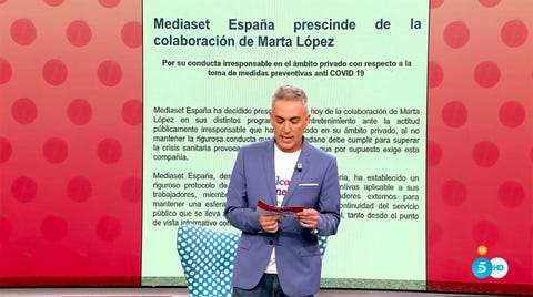 kiko hernández comunica el despedido fulminante de marta lópez de mediaset