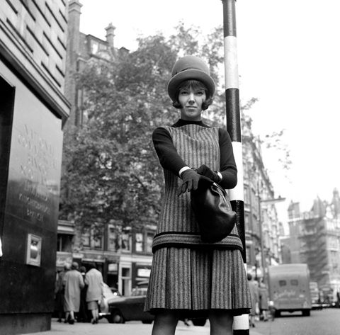 mary quant, clothes designer, standing near to her fashion shop bazaar, in the brompton road, knightsbridge,london, sw1, 14th october 1960 photo by cyril maitlandmirrorpixgetty images