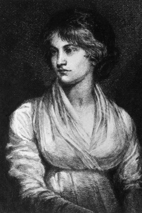 circa 1797 english feminist writer mary wollstonecraft godwin 1759 1797, author of 'a vindication of the rights of woman' and mother of mary wollstonecraft shelley a drawing by a s merritt after the painting by opie photo by hulton archivegetty images