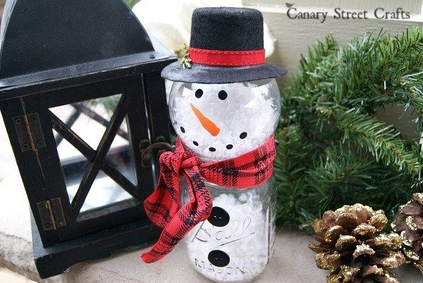 Happy Snowman Mason Jar Ornaments Set of 3 painted finish,wood Winter Decor 