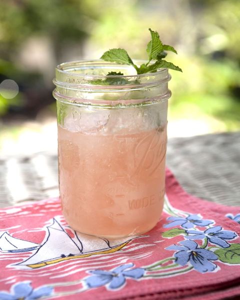 mason jar watermelon frosé with a mint sprig