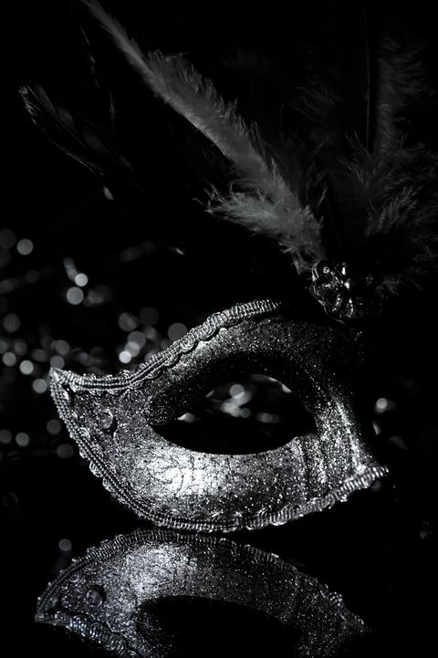 masquerade venitian carnival mask, female theatrical feathers