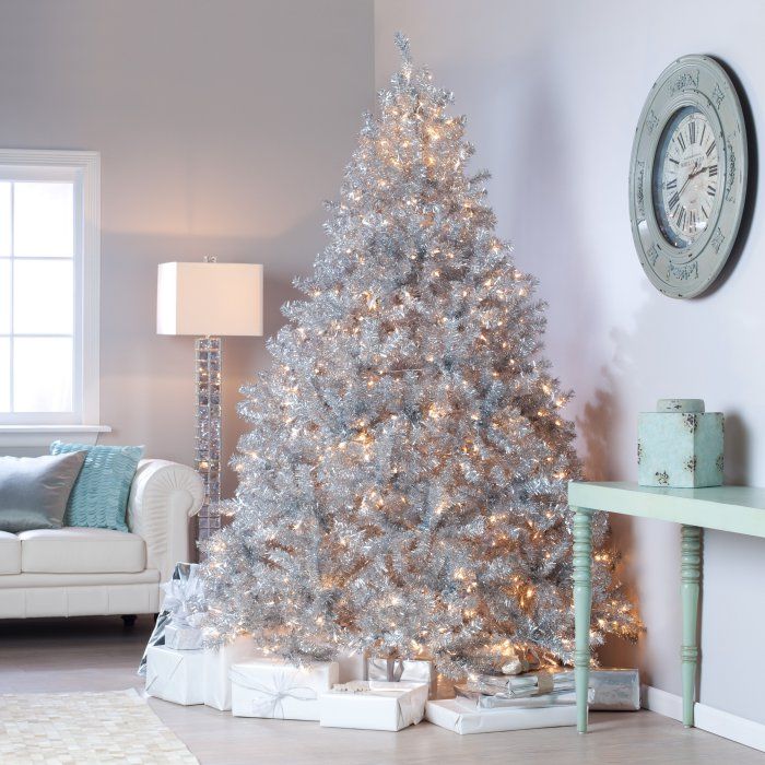 large silver tree decorations