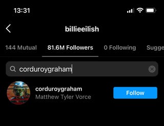 Matthew and Billie's mom and brother following each other matthew and billie's mom and brother following each other