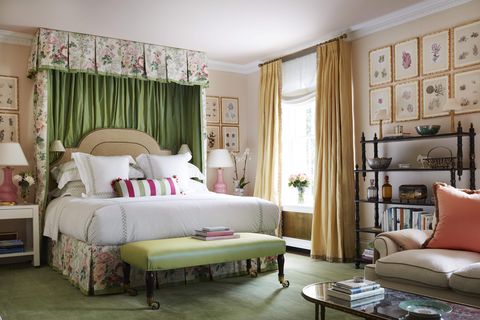 a series of 19th century framed seaweed presses adorn the owners bedroom