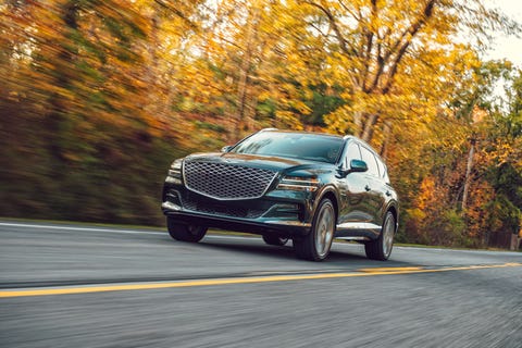 genesis gv80 driving in the fall