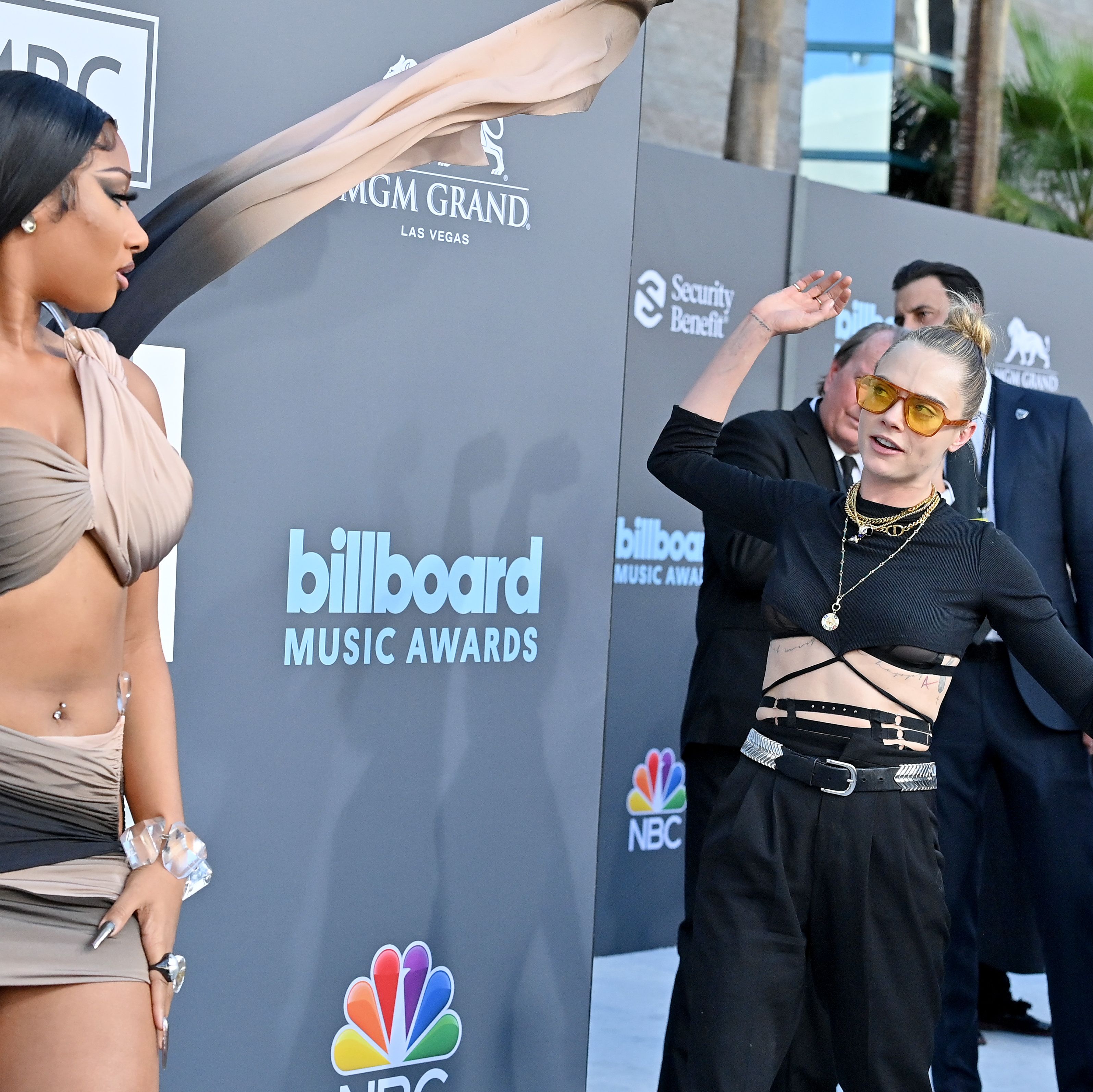 Megan Thee Stallion and Cara ﻿Delevingne Had a Cute Moment on the BBMAs Red Carpet