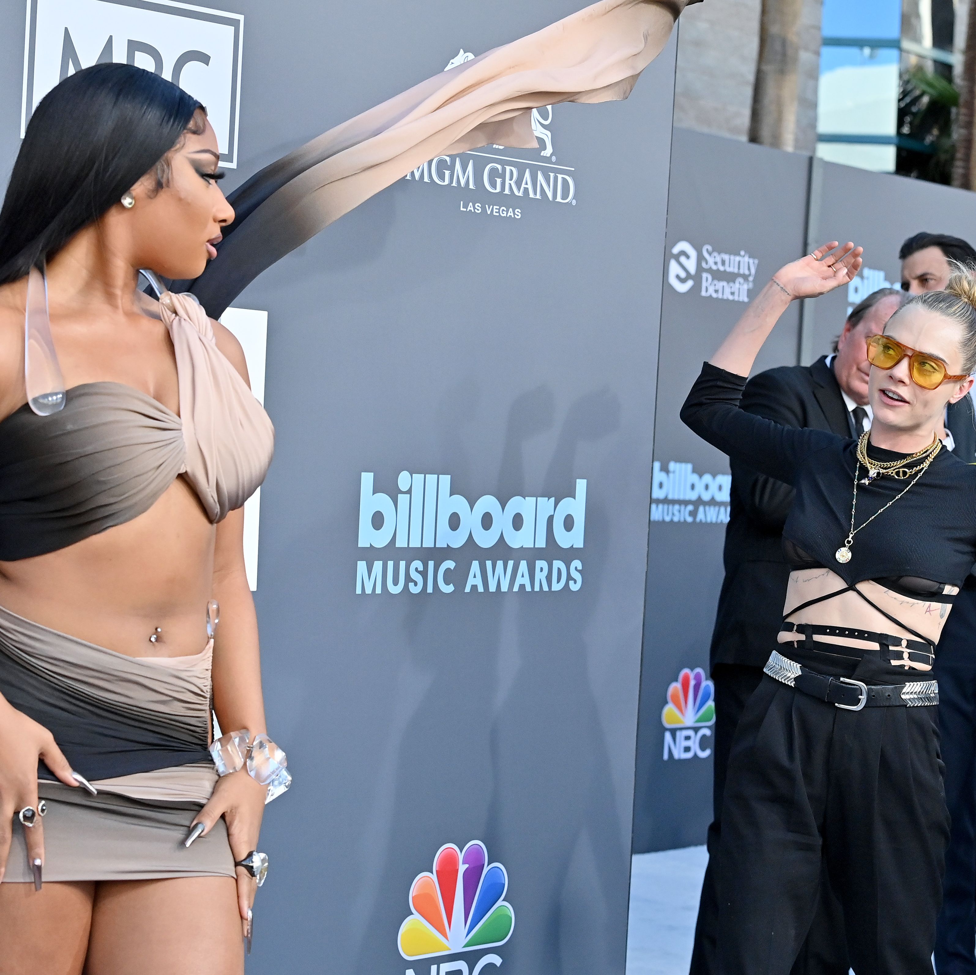 Megan Thee Stallion and Cara ﻿Delevingne Had a Cute Moment on the BBMAs Red Carpet
