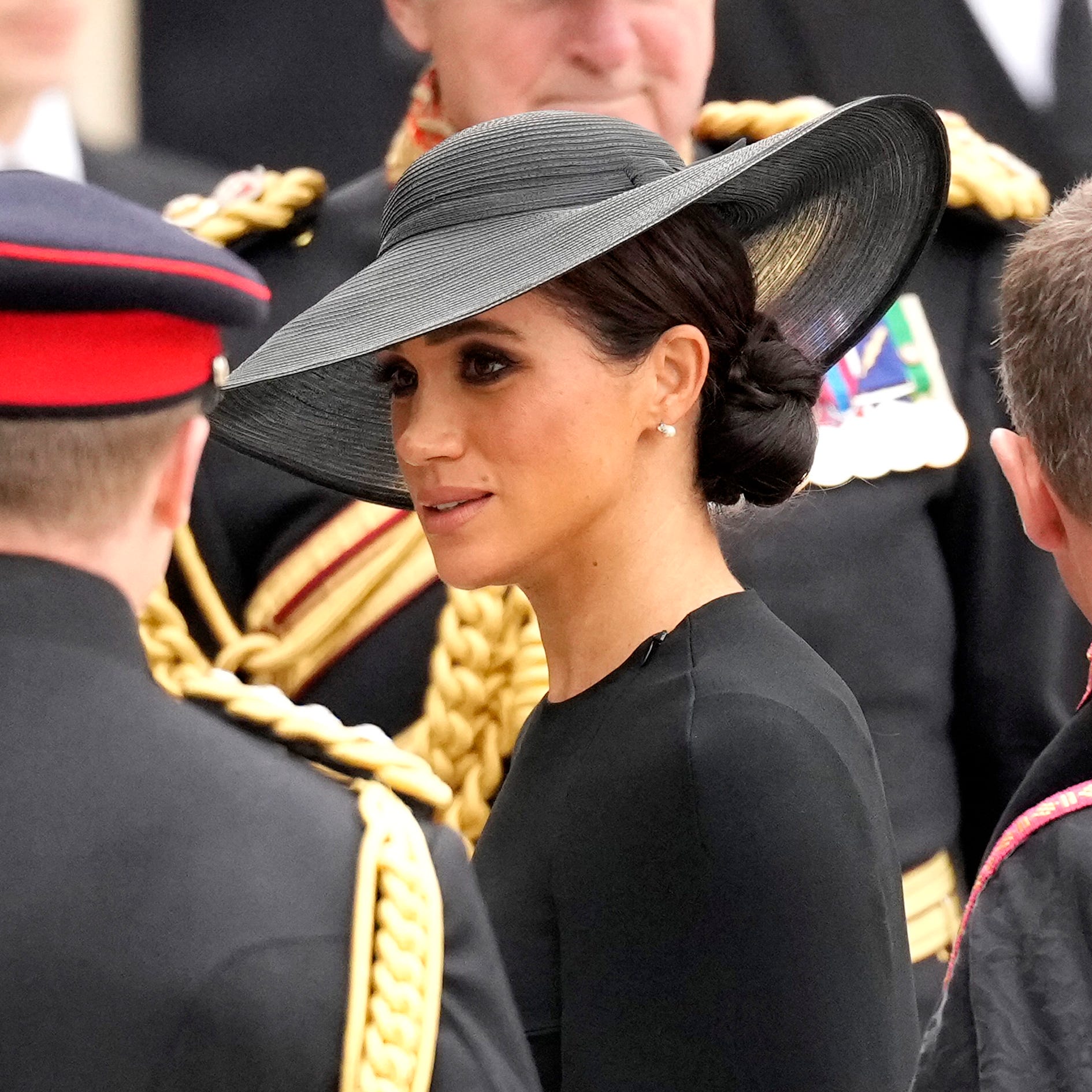 Duchess Meghan Markle Arrives at the Queen's State Funeral with the Countess of Wessex