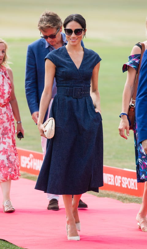 Meghan Markle In Denim Carolina Herrera Dress With Prince Harry At Meghan Markle In Denim Carolina Herrera Dress With Prince Harry At