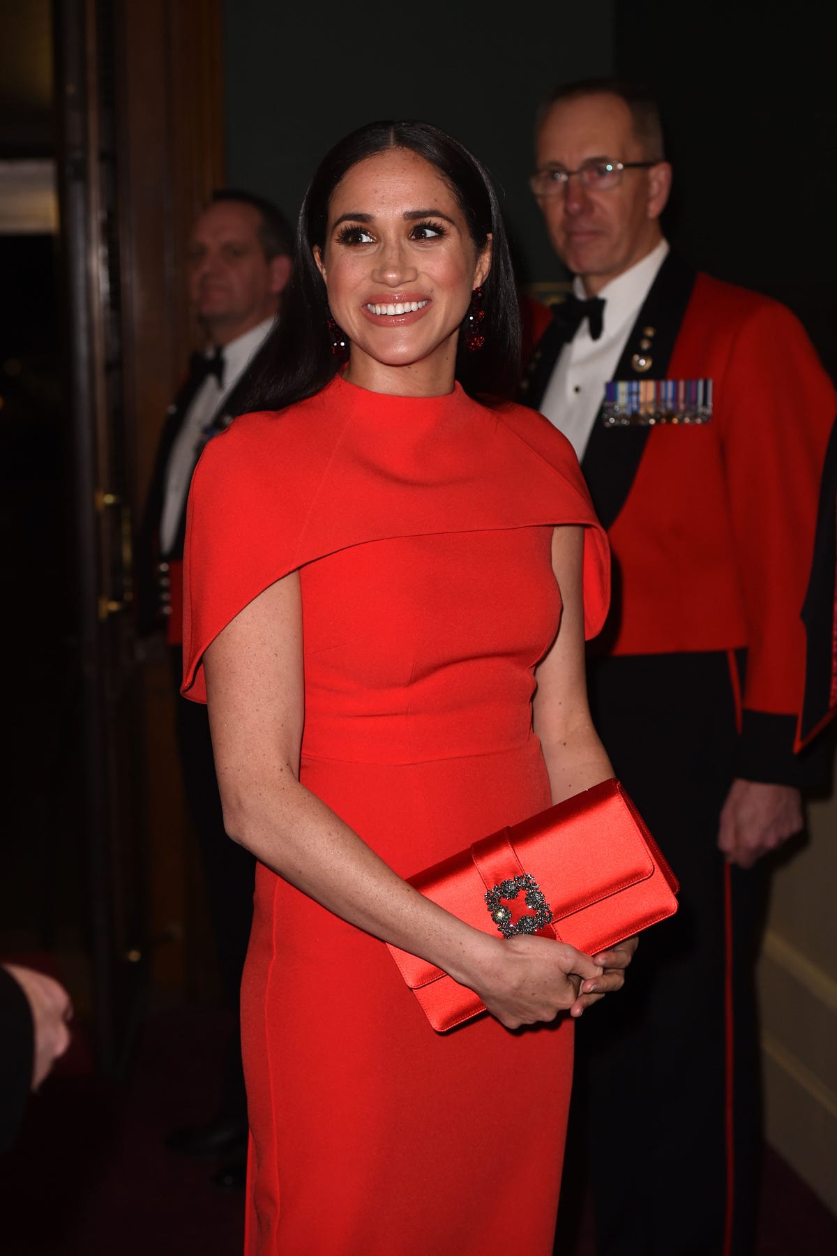 Meghan Markle In A Red Cape Dress At The Mountbatten Festival Of Music 7422