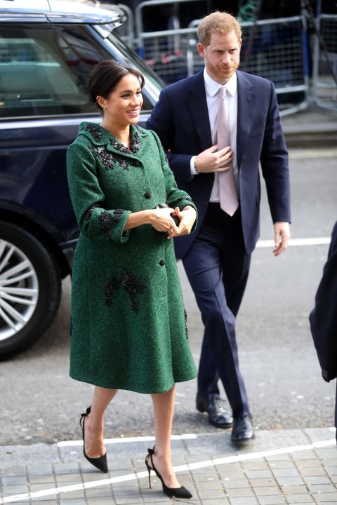 Meghan Markle wearing green coat in London