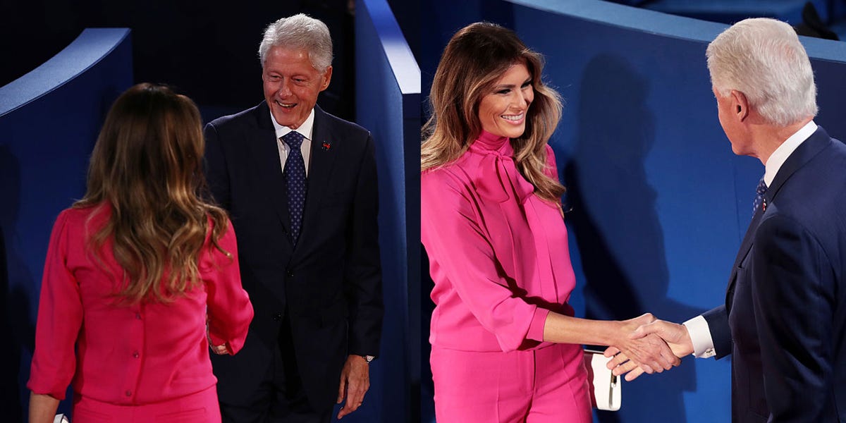 Melania Trump and Bill Clinton Handshake at Second Presidential Debate ...