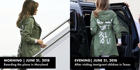 Melania Trump Wore The I Really Don T Care Jacket Twice Yesterday