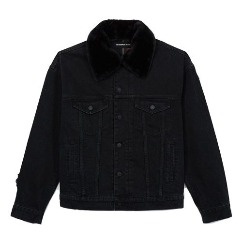 black denim sherpa lined jacket