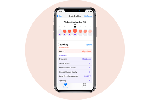 Theo dõi chu kỳ kinh nguyệt apple iphone