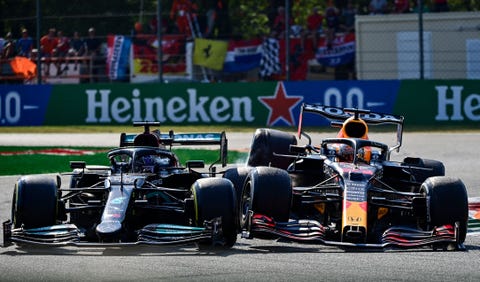 Max Verstappen and Lewis Hamilton clash in Monza