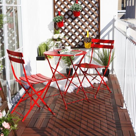 Set de mesa y silla plegables de color rojo