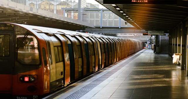 metro train at railroad station